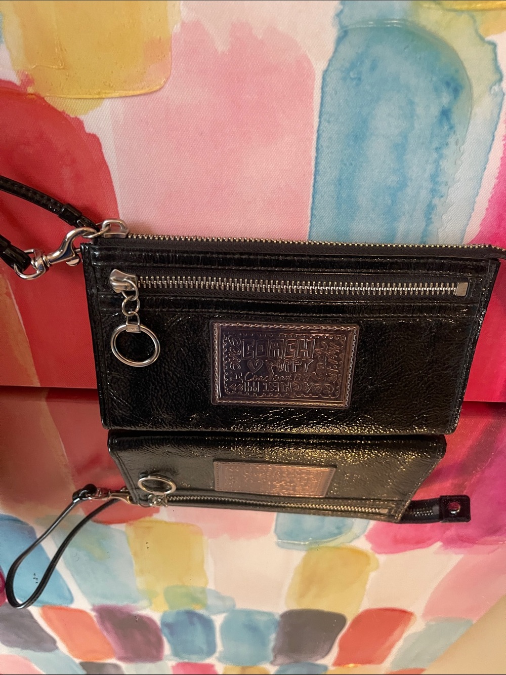 Coach POPPY Y2K Black Patent wristlet - Picture 4 of 10